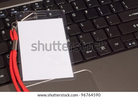Blank ID card on laptop ready for a  IT computer conference or online learning
