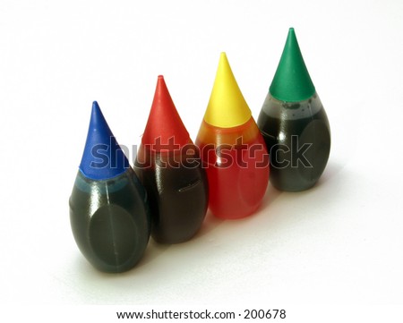Food Coloring Bottles against a blank, white background