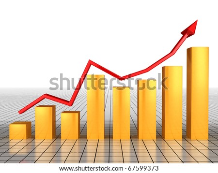 Economic growth charts from the red arrow and orange boxes on the glassy surface of the cells Ã¢Â?Â?1