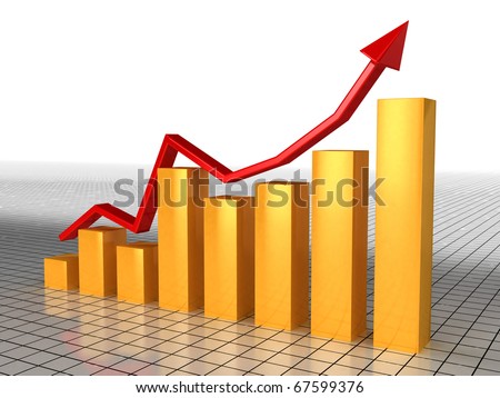 Economic growth charts from the red arrow and orange boxes on the glassy surface of the cells Ã¢Â?Â?2