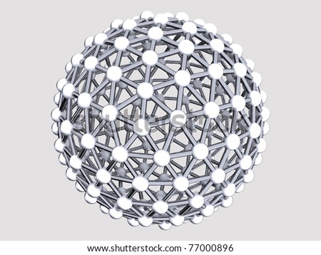 Metal bacterium as a sphere of spheres and cylinders on a gray background