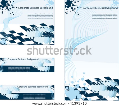 Corporate business background, card, banner, paper. Blue world business theme