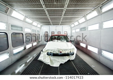 Car paint garage with car inside