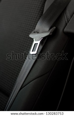 close up safety belt in a rear seat of modern car