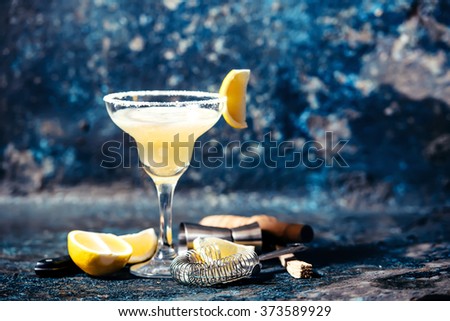 Alcoholic cocktail, margarita beverage served in casino, bar, restaurant or pub