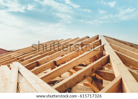 Industrial roof system with wooden timber, beams and shingles