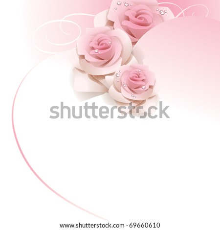 stock vector Wedding background with pink roses Vector illustration
