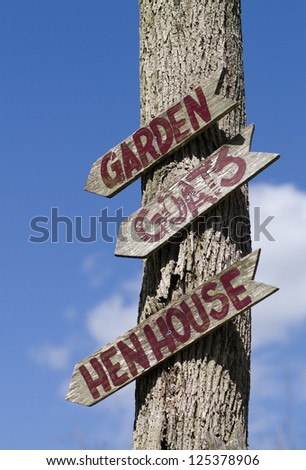 Directional signpost at an educational farm