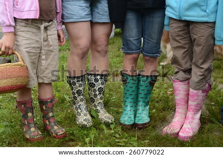 Rain boots on a wet day at the Farmers Market