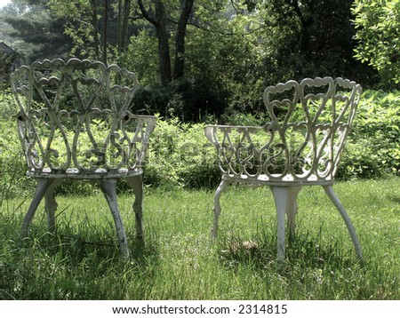 Antique outdoor chairs post-processed for vintage feel