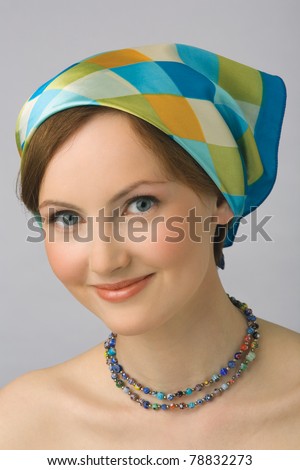 stock photo Portrait of young beautiful girl with naked shoulders