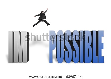 Businessman jumping to possible from \