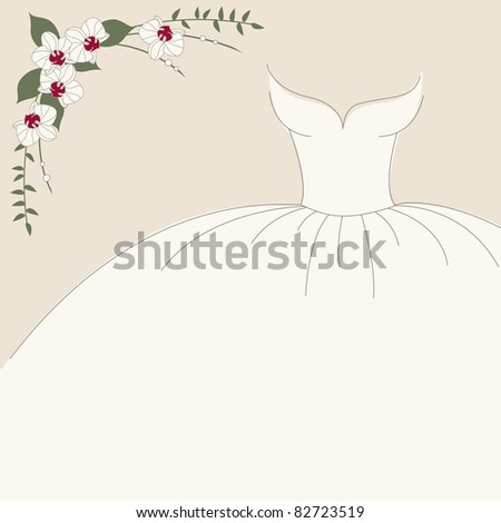 stock vector Vintage wedding invitation background with dress and bouquet