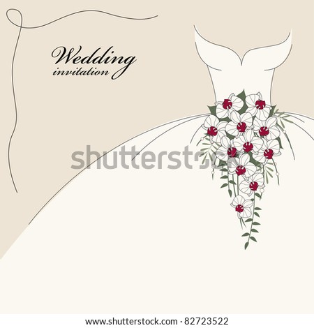 stock vector Vintage wedding invitation background with dress and cascade