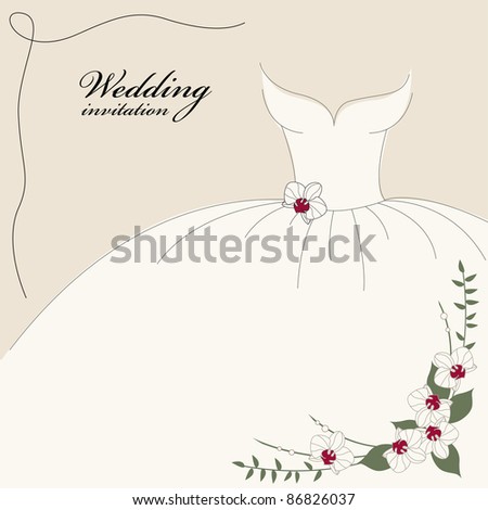 stock vector Vintage wedding invitation background with dress and cascade 