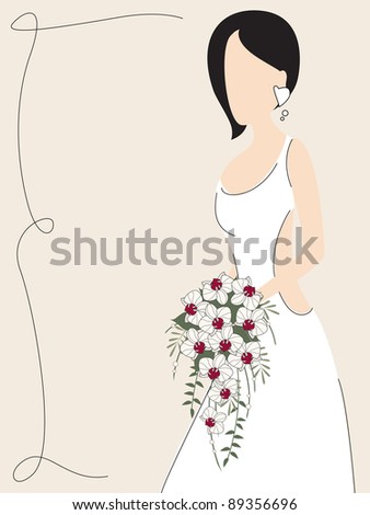 stock vector Vintage wedding invitation background with bride and cascade