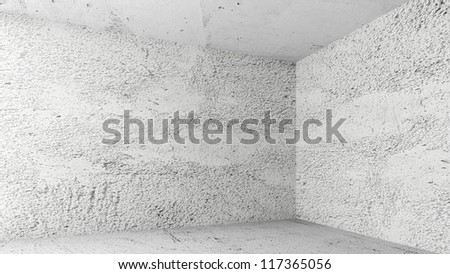 Abstract white interior of empty room with concrete walls without finishing