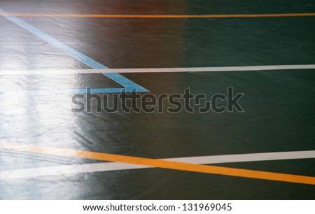Sport hall shining floor texture with marking lines