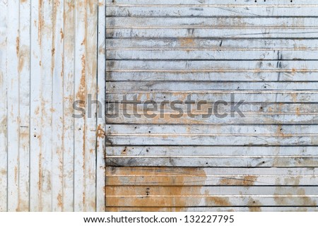 Old rusted corrugated galvanized metal wall background texture