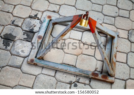 Parking place reservation metal construction with lock
