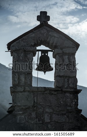 Small bell tower of the Serbian Orthodox Church. The monastery Gradiste, Montenegro