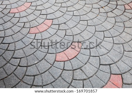 Urban road pavement pattern with red details