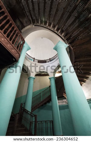 St.Petersburg, Russia - December 7, 2014: Rotunda interior entrance of an apartment house in old part of Saint-Petersburg, Russia