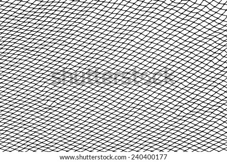 Black fishing net silhouette isolated on white background