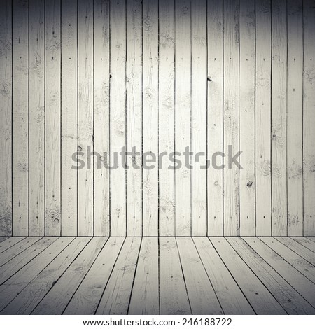 Abstract white interior with shadow on wooden floor and wall