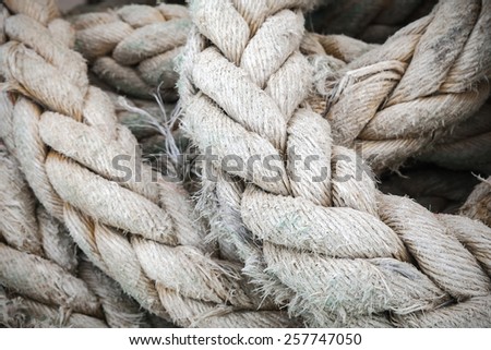 Gray nautical rope, closeup background texture
