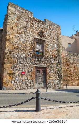 Street view of Via del Imperi Roma, the Way of Empires Rome in Tarragona, Spain