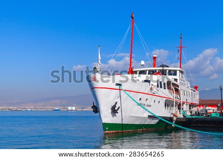 Izmir, Turkey - February 7, 2015: Zubeyde Hanim an Education and Museum Ship moored in Izmir city, Turkey