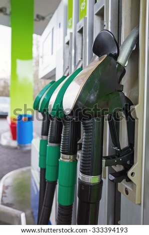 Petrol pumps at an automatic gas station