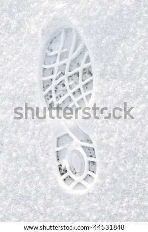 Footstep on the fresh friable snow