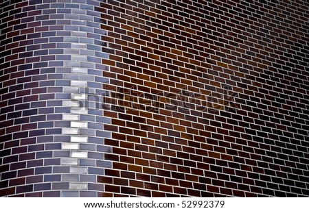 Abstract dark background with chamfered corner of decorative brick wall