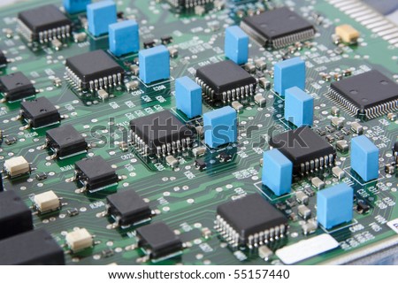 part of the electronic card with a group of chips