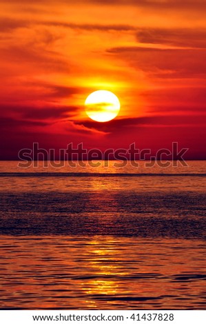 Sunset in the Mediterranean. Island of Crete, Greece.