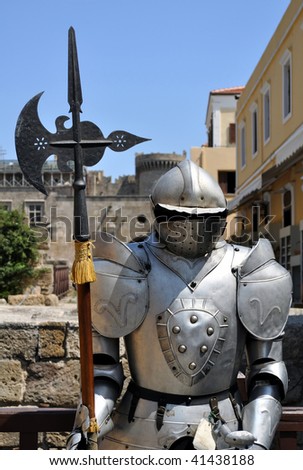 Knight armor. Medieval fortress of Rhodes, Greece.