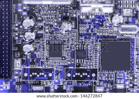 circuit board background of computer motherboard and electronics