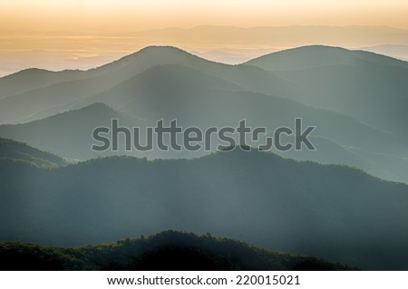 The simple layers of the Smokies at sunset - Smoky Mountain Nat. Park, USA.