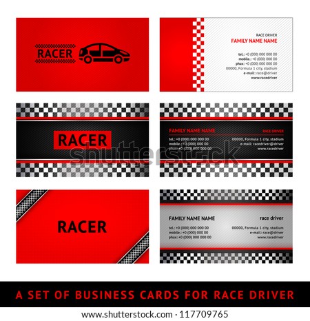 Business cards red race first set Vector illustration saved in file format EPS v 10 Business cards red race first set Vector illustration saved in file format EPS v 10