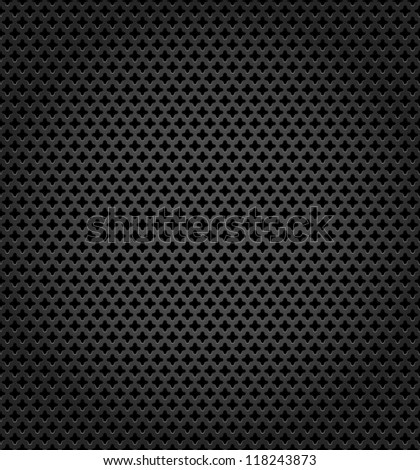 Metallic surface. Perforation textured template on black background.