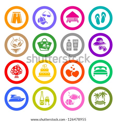 Vacation, Travel & Recreation, icons set. Tourism, Sport. Vector illustration
