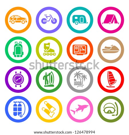 Vacation, Recreation & Travel, icons set. Sport, Tourism. Vector illustration