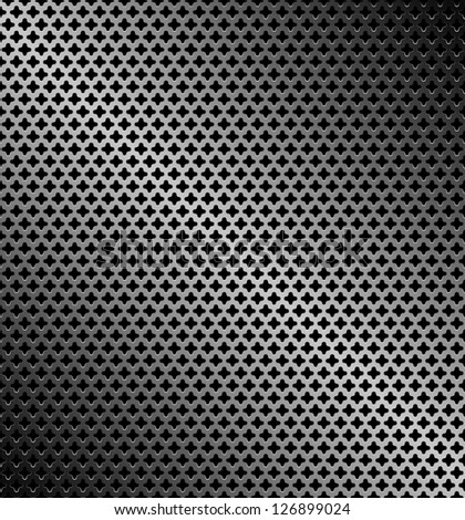 Abstract perforated metallic sheet on dark gray background