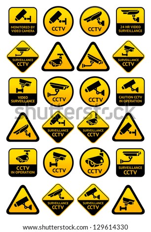 Video surveillance signs Big yellow set vector illustration Video surveillance signs Big yellow set vector illustration