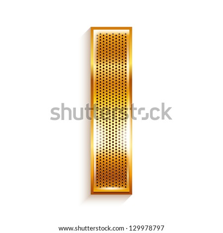 Font folded from a metallic gold perforated ribbon - Letter I