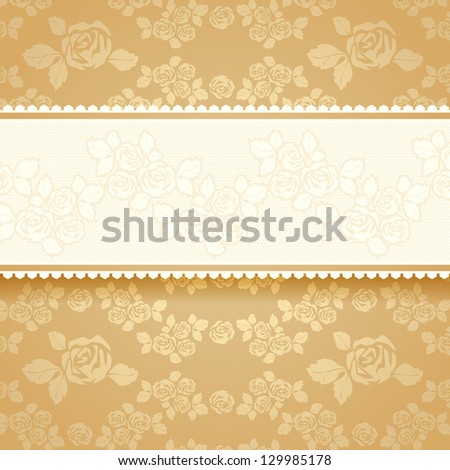 Golden roses with background. Vector copy also available