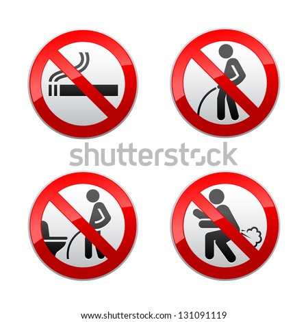 Set prohibited signs Toilet stickers vector illustration Set prohibited signs Toilet stickers vector illustration