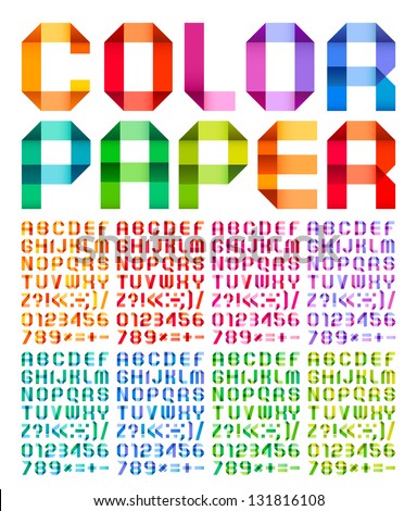 Spectral Alphabet Folded Of Ribbon Paper Colour Set From Eight Different Colors A B C D